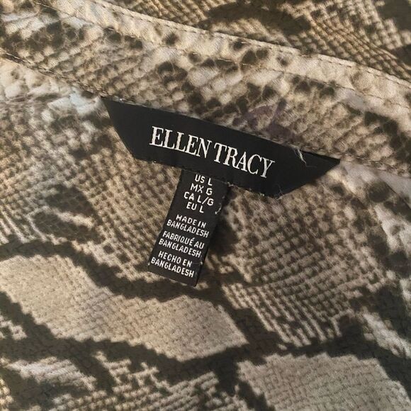 Ellen Tracy Snakeskin Print Blouse Sz Large - Picture 5 of 6